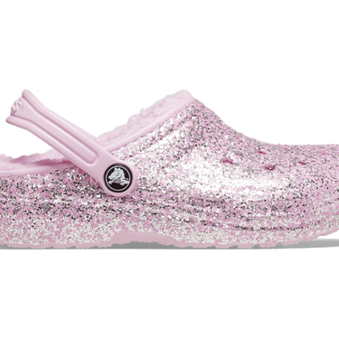 Crocs Kids Classic Lined Glitter Clog - Flamingo Pink