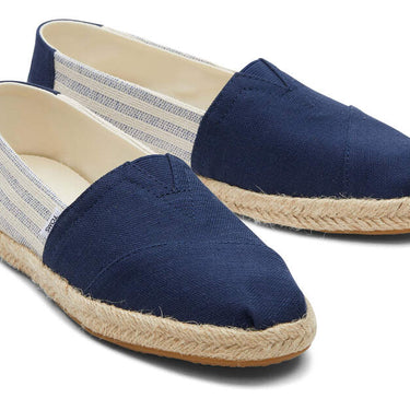 TOMS Womens Alpargata Recycled Cotton Rope Espadrille - Navy Stripe