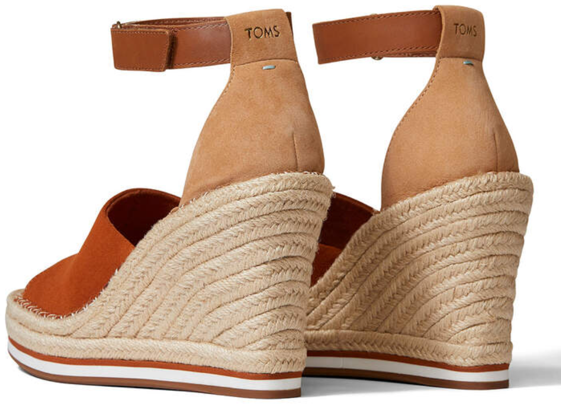 TOMS - Marisol Wedge Ankle Strap Sandal - Brown Suede