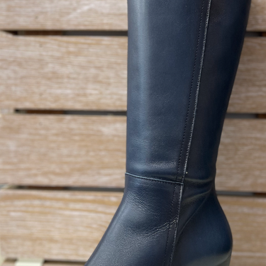 Patricia Miller Womens Leather High Heel Tall Boot - Navy - The Foot Factory