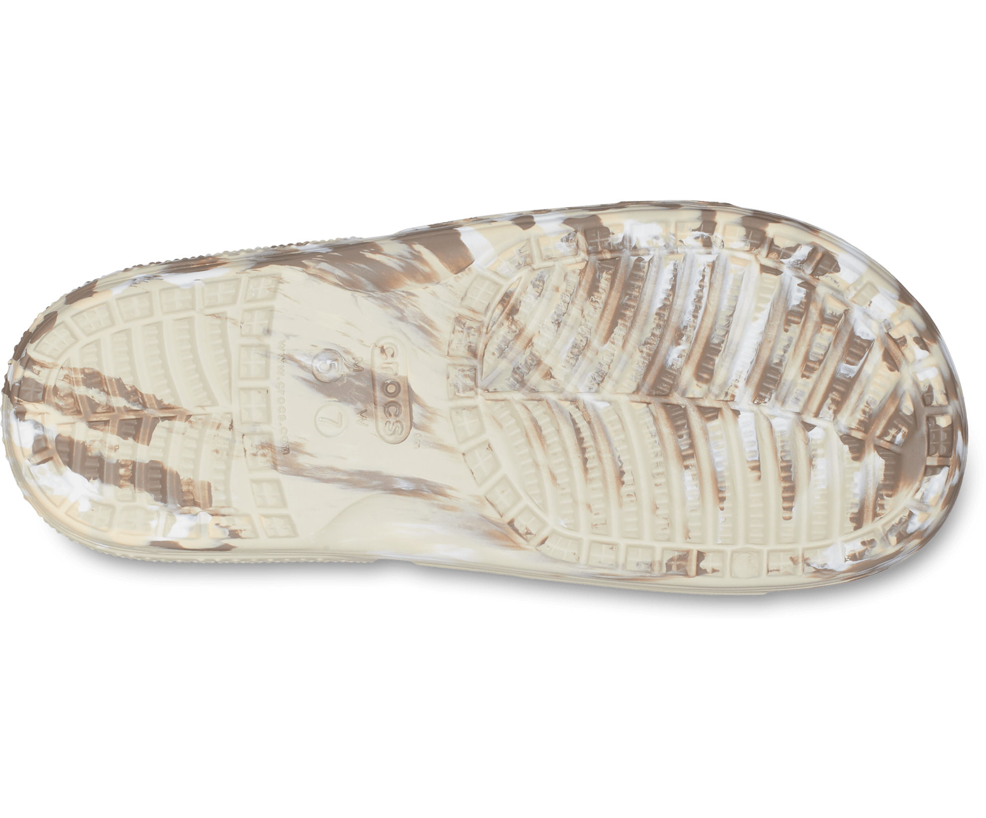 Crocs Unisex Classic Marbled Slide - Bone - The Foot Factory