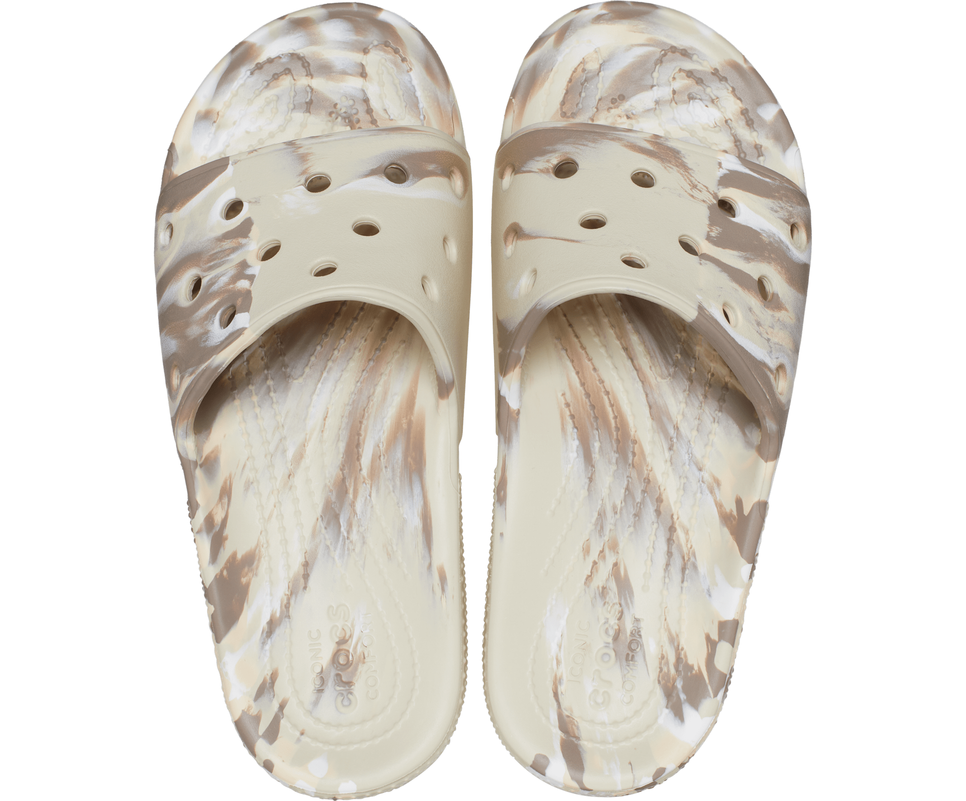 Crocs Unisex Classic Marbled Slide - Bone - The Foot Factory